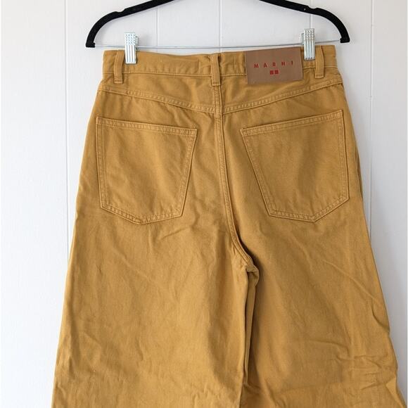 Marni Uniqlo Yellow Denim Baggy High Waist Wide Leg Logo Jeans, size 26x31 - Picture 3 of 11